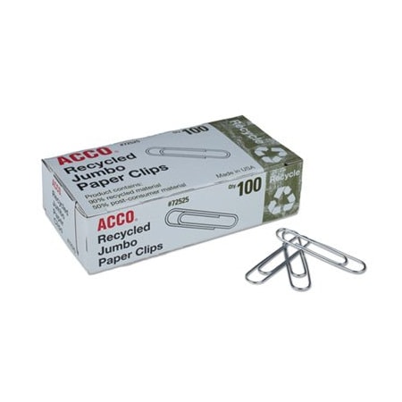 Gbc ACCO, PAPER CLIPS, JUMBO, SILVER, 1000PK 72525